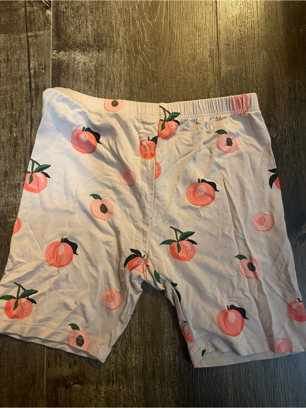 Girls Peach Print Stretch Bike Shorts - Pink